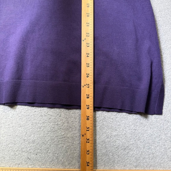 Chicos Purple Knit Sweater Long Sleeve Round Neck Embellished Cuffs Size 3 US XL - Picture 9 of 10